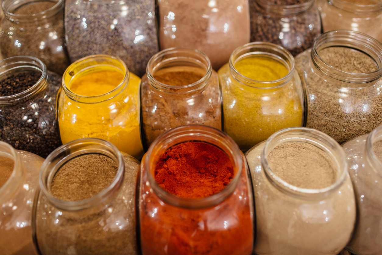 Spices in storage jars